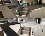White Marble Peel and Stick Countertop Vinyl Wrap before and after
