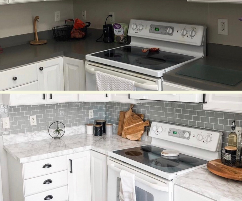 White Marble Kitchen Countertop Vinyl Wrap